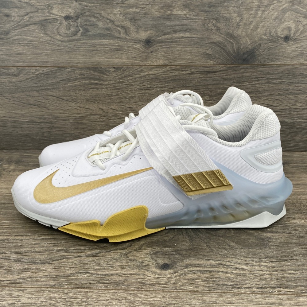 Nike Savaleos Weightlifting Shoes Mens 14 White Gold CV5708-101 Training Shoe